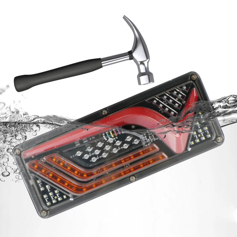 12/24V Trailer Lorry Bus Camper Caravan 2PCS Turn Signal Rear Brake Lights Dynamic LED Reverse Lamp Truck Tail Light