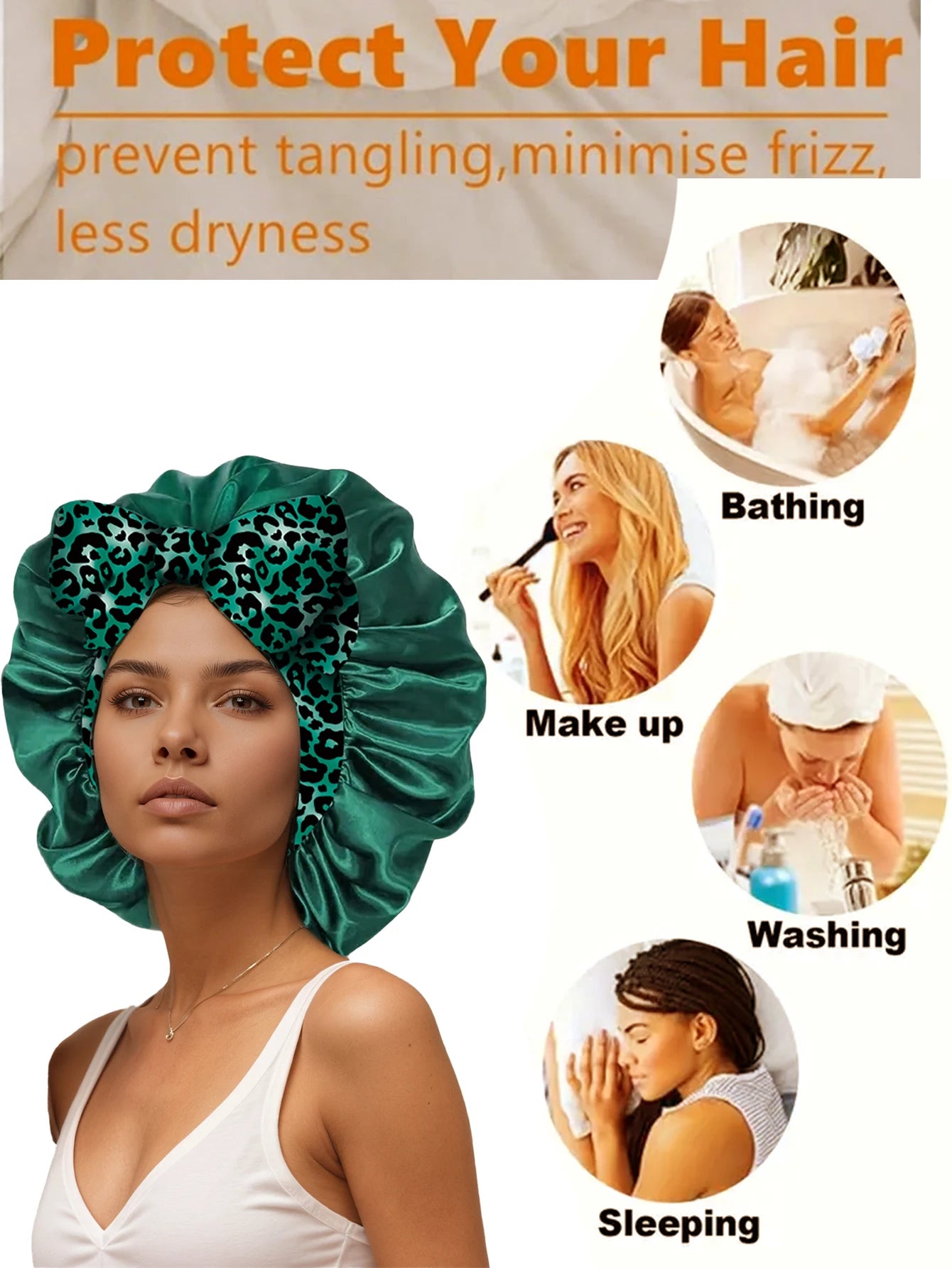 1pc  Satin bonnet with tie for women  Soft Silky Hair Care for Night Use Single Piece Stylish Hair Accessory