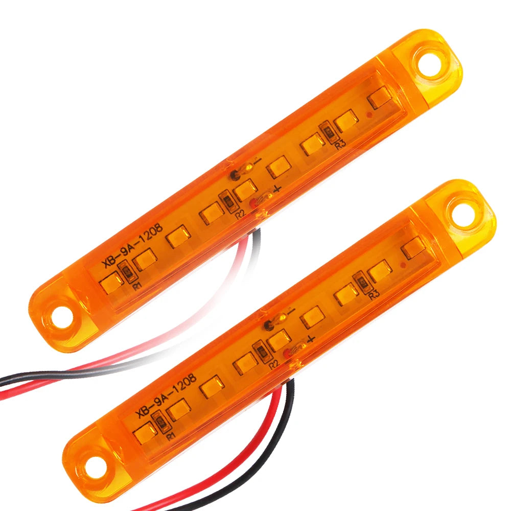 12V 24V 9 LED Warning Lamp Truck Trailer Side Marker Indicators Light Car Signal Brake Rear Warning Tail Clearance Light