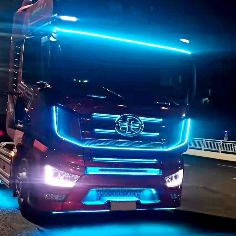 24V Truck Colorful Flashing Ambient Lighting LED Decorative Lamp Atmosphere Light  Night Driving Safety Car Warning Light Strip