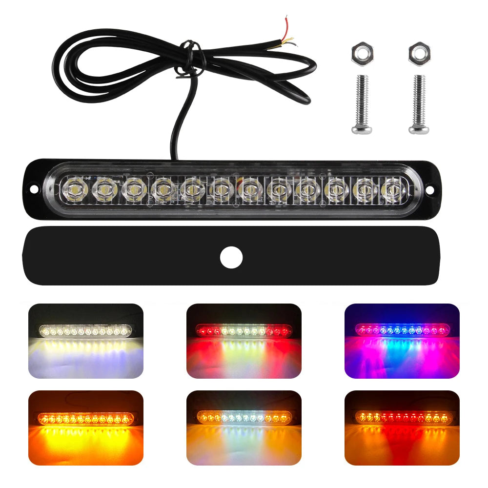 12 LED Strobe Warning Light  Police Lights Tail Lamp Led Side light 18 Flashing Modes for Car Truck Light 12V 24V White Yellow