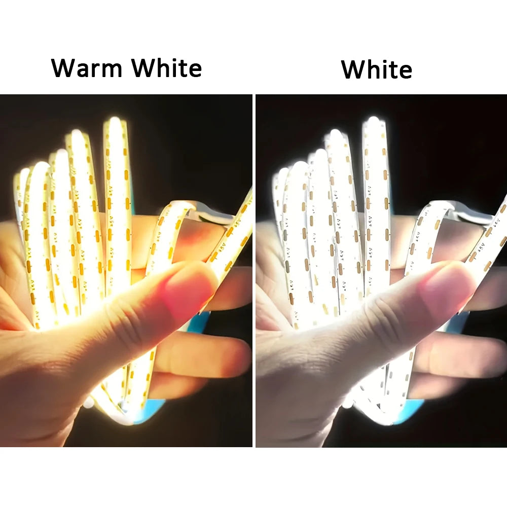 Motion Sensor Led Lights Strip Battery Powered COB Led Strip Lights for Stair Bedroom Night Lighting 320 Leds/m