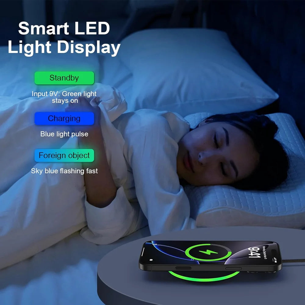 Wireless Charger LED Phone Charger Stand Suitable for iPhone17 16 15 14 13 12 Pro Max 8 - Fast Charging Base for Xiaomi