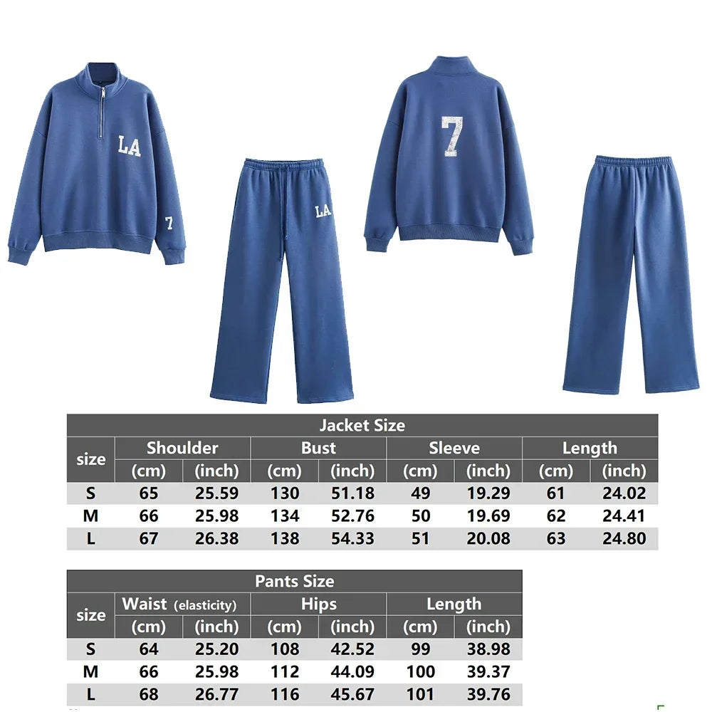 Women's Tracksuit Jersey Sets Sweats Set 2025 Winter Cotton Suits Wide Baggy Pants Sportswear 2 Piece Set Women Outfits