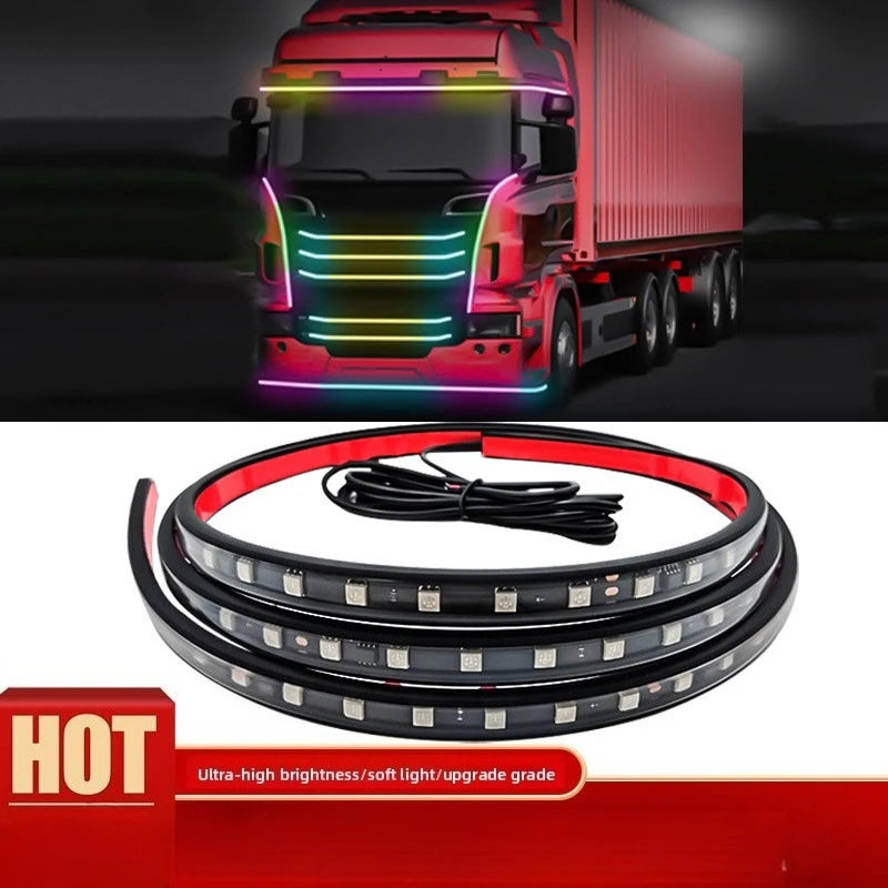 12V/24V Truck LED Flowing Light Strip, Multicolor Chase Flowing Ambient Light, Suitable for Trucks/Vans