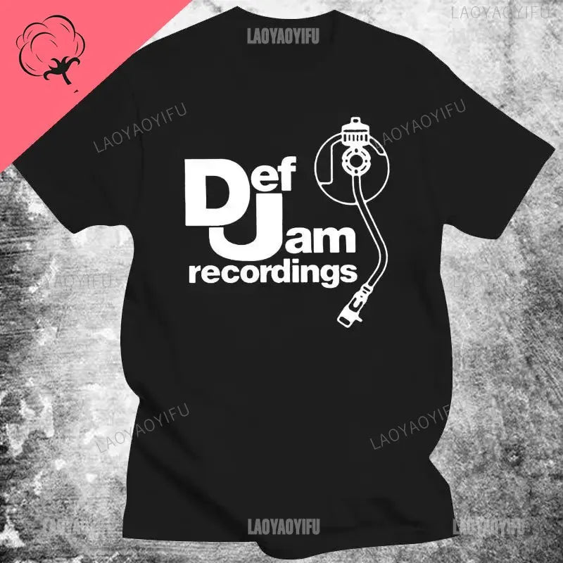 Vintage Printed Mens Clothing DEF JAM Recordings Logo Classic Rap Hip Hop NAS T Shirt Classic High Quality Cotton Woman Tops