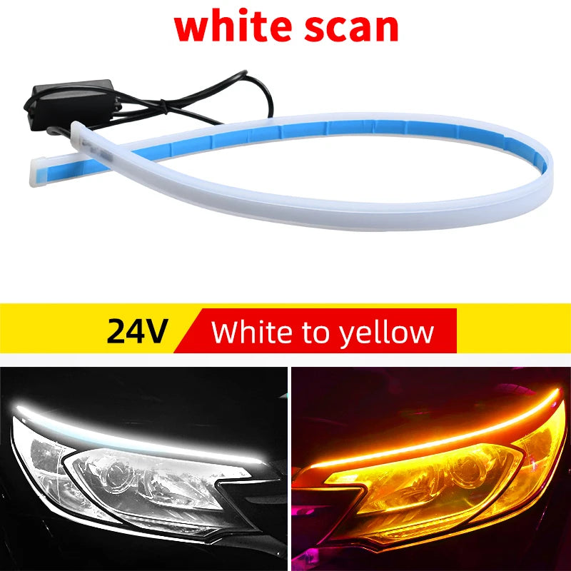 2 Pcs 24v LED Truck Light,for 30cm 45cm 60cm 70cm Truck Headlight Decor Warning Lamp,Yellow Turn Signal Bar,Truck Accessories