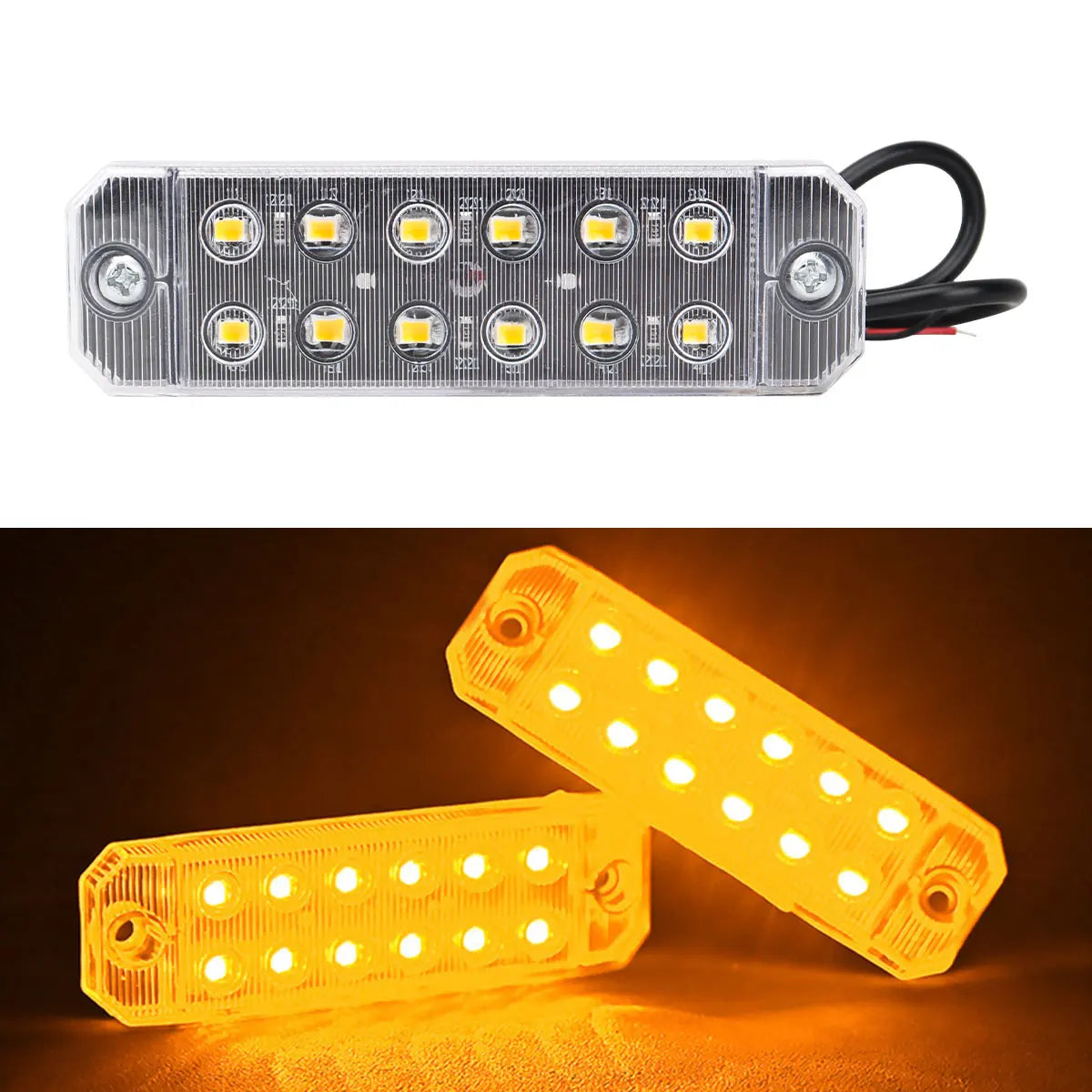 4PCS 12V 24V Truck LED Side Marker Light 12 SMD Car Emergency Strobe Warning Light Indicator Signal Light Rear Taillight