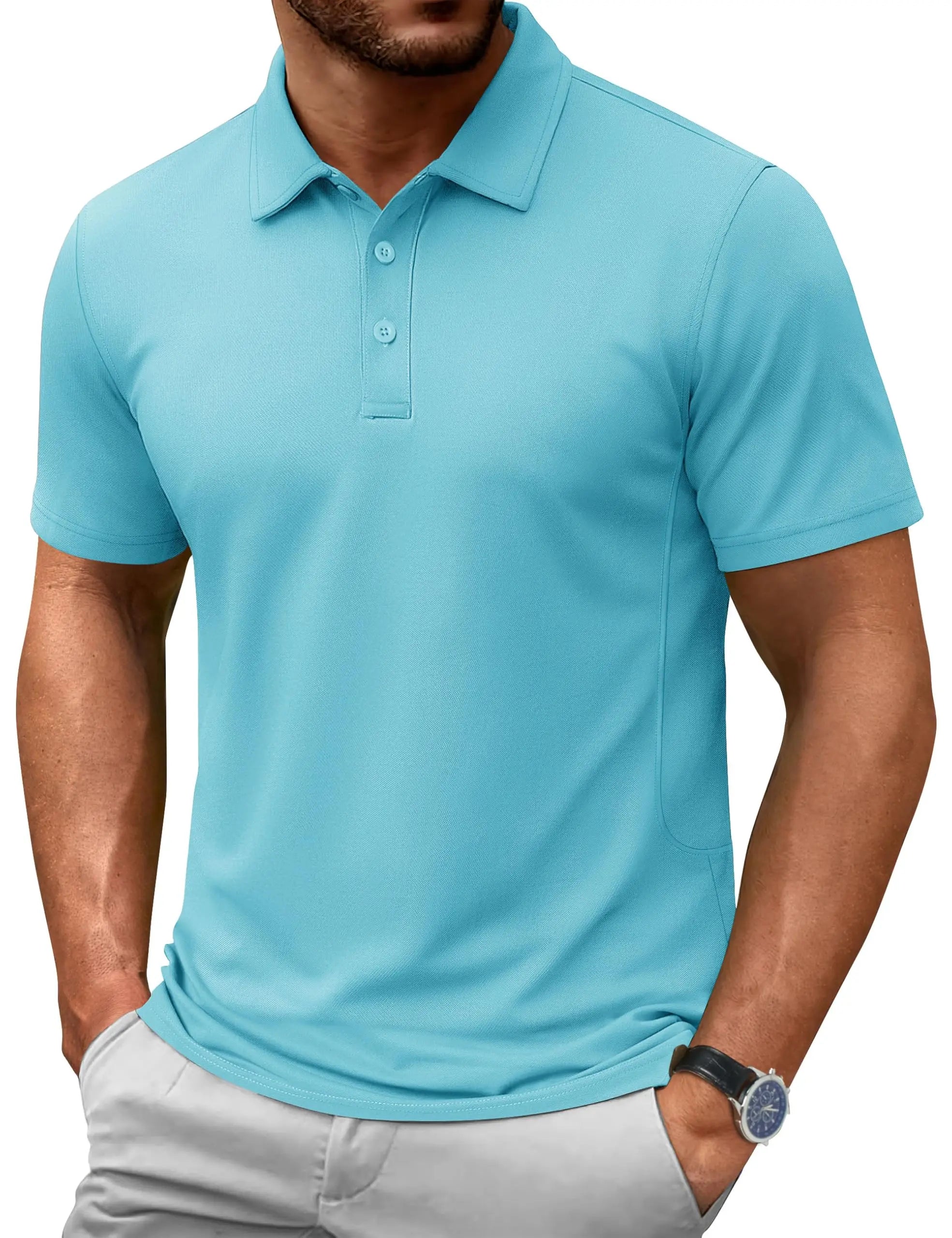 TACVASEN Summer 72% Cotton Polos T-shirts Mens Breathable Golf Polo T-Shirt Active Sport Hiking Tee shirts Casual Work Tops Male
