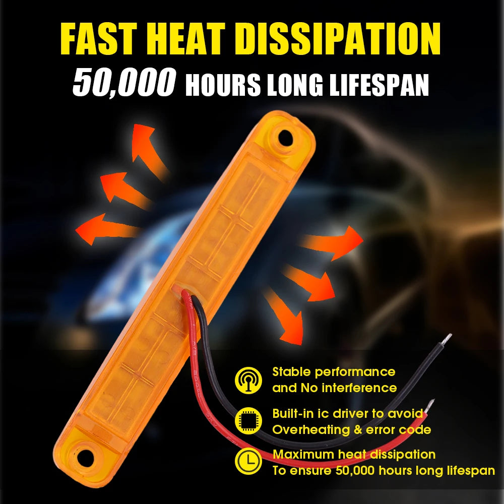 12V 24V 9 LED Warning Lamp Truck Trailer Side Marker Indicators Light Car Signal Brake Rear Warning Tail Clearance Light