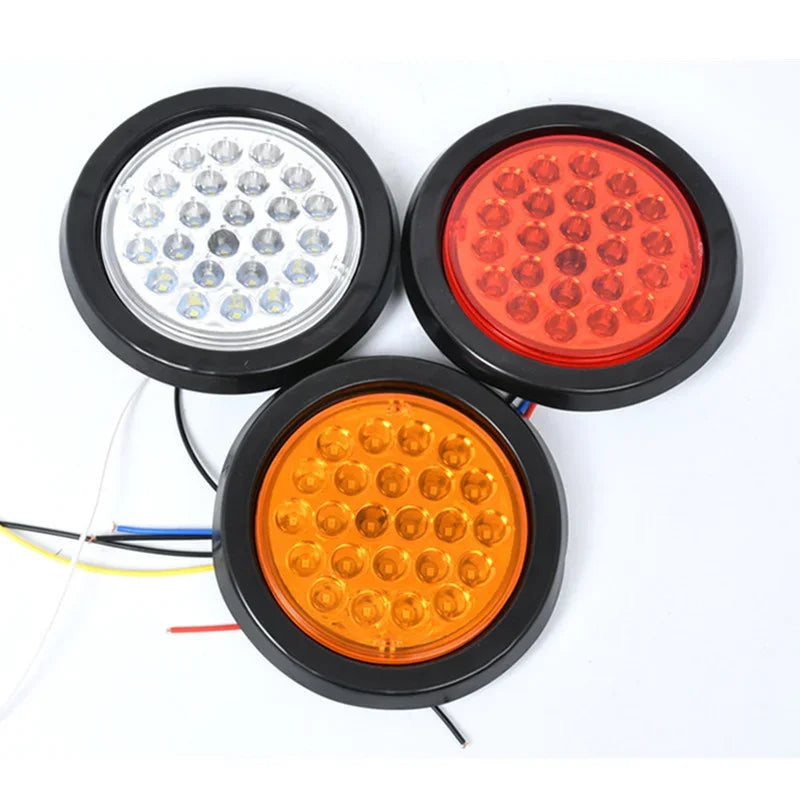 8Pcs 24V 24 LED Round Car Rear Tail Light Brake Stop Side Marker Turn Warning Indicator Lamp Truck Trailer Reflector ATV RV Bus