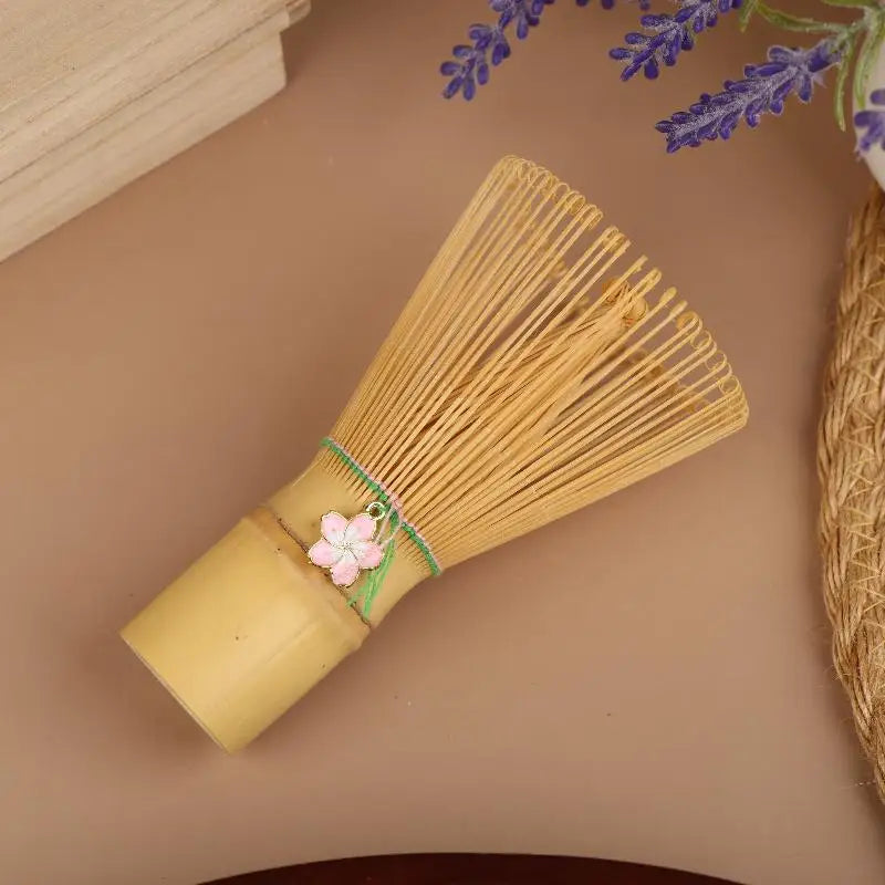 Kitchen Accessories Tea Tool With Cherry Blossom PendantJapanese Ceremony Bamboo Chasen Matcha Green Tea Powder Whisk Tea Brush