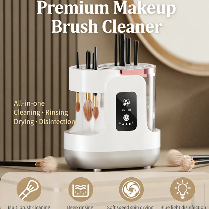USB Electric Makeup Brush Cleaner 3-in-1 with Automatic Quick-Drying Support Device - Makeup Brush Cleaning And Drying Book Tool