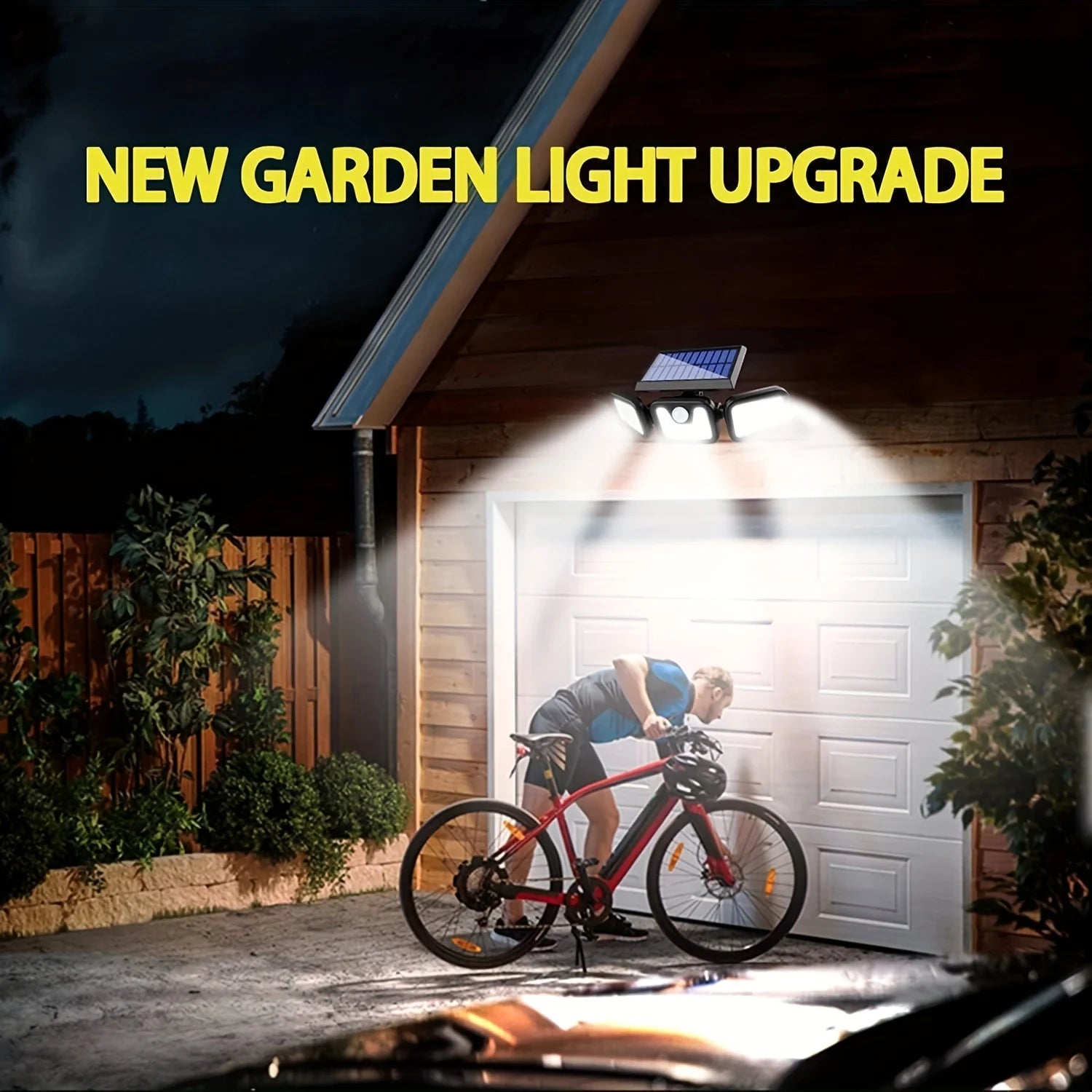74 LED Solar Motion Sensor Light Outdoor Wall Front Door Yard Garage Pathway Christmas Lighting 3 Brightness Modes Solar Powered