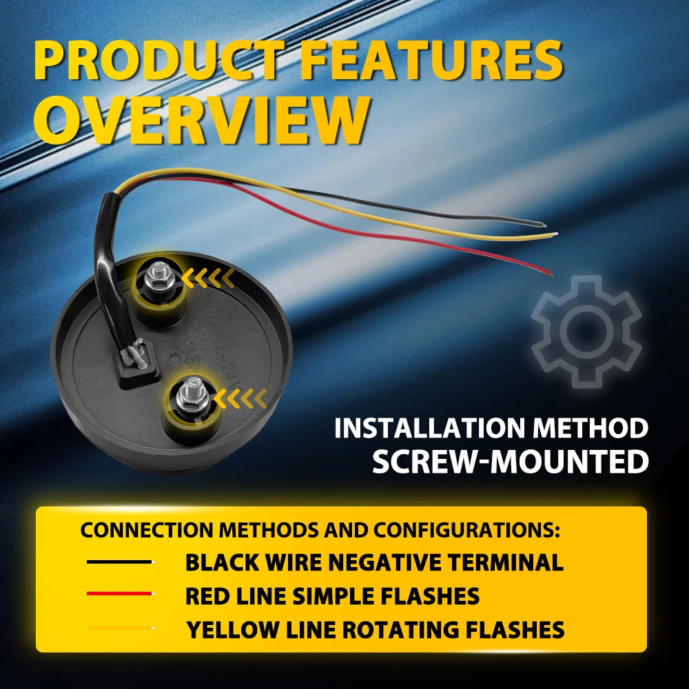 2Pcs Amber Strobe Lights Lamp For Truck Loader Tractor Vaz Bus Manipulator Rotating / Simple Flashes 12V 24V IP68 Waterproof