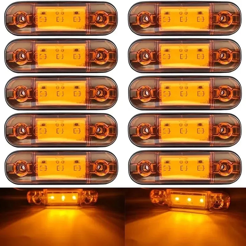 10PCS 12V 24V Truck Lorry for Warning Light 3 LED Light Oval Clearance Trailer Truck LED Side Marker Lamp