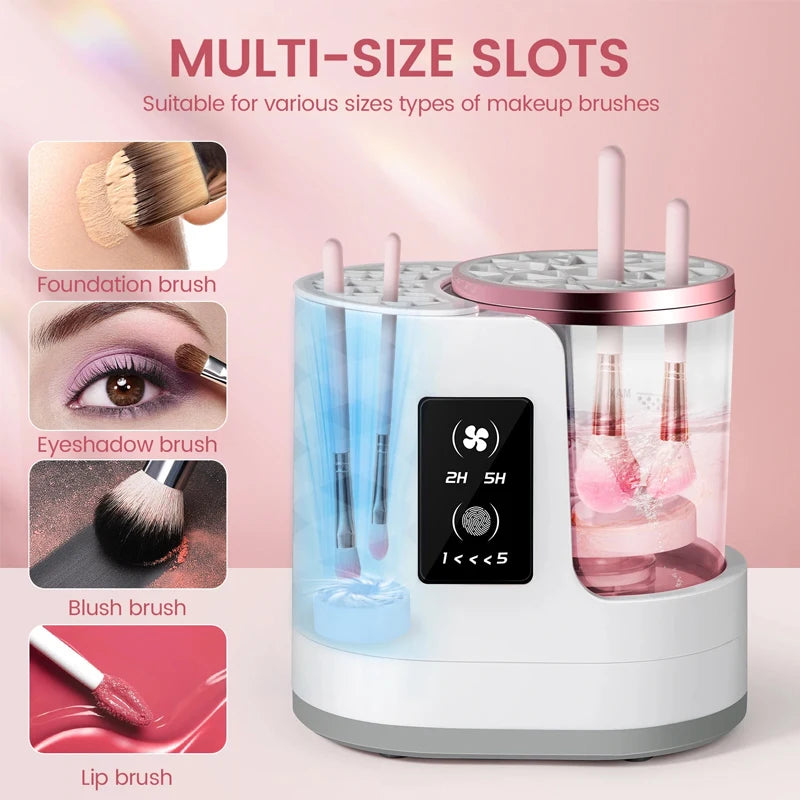 Electric Makeup Brush Cleaner Machine with Drying and Disinfecting Function Rechargeable Automatic Brushes Cleaning Tool