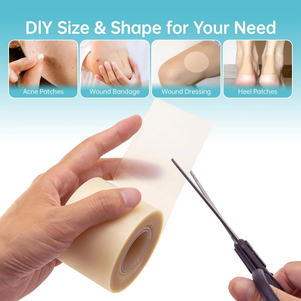 Hydrocolloid Bandages Hydrocolloid Dressing 1.96inx9.8ft Moist Patch Flexible Breathable for Toe Face Pimple Cuts Elderly Youth