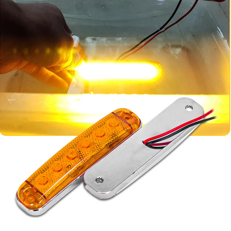 12V- 80V 6LED Warning Flashing Lights Front Rear Clearance Indicator Lamp Side Marker Lights for Trailer BUS Van Caravan Truck