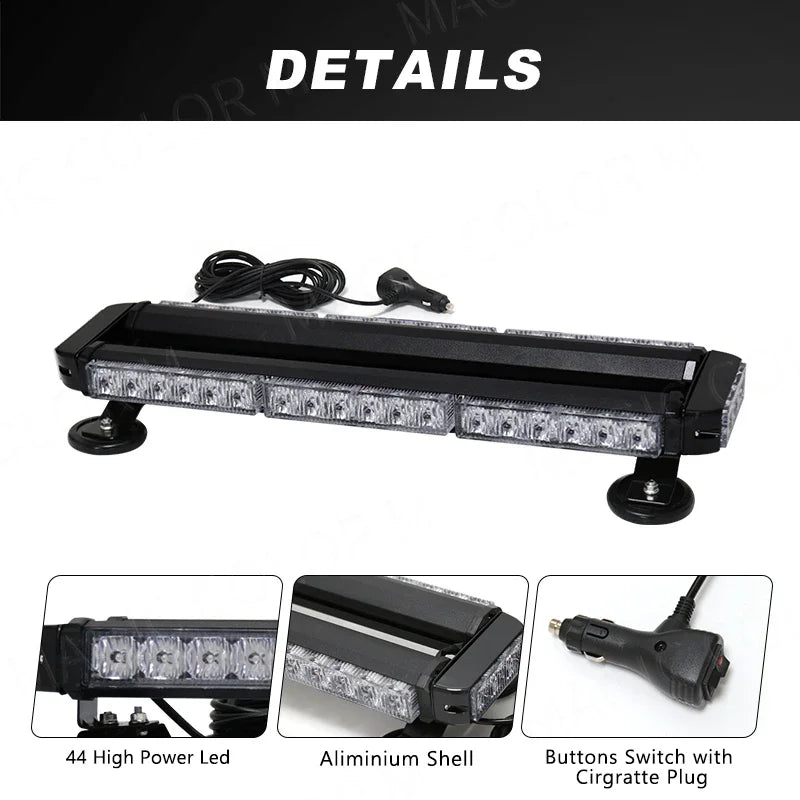 42 Led Car Strobe Lights Emergency Warning Flashing Auto Truck Beacon Signal Lamp Flash Dash Windshield Magnetic Base Car Parts