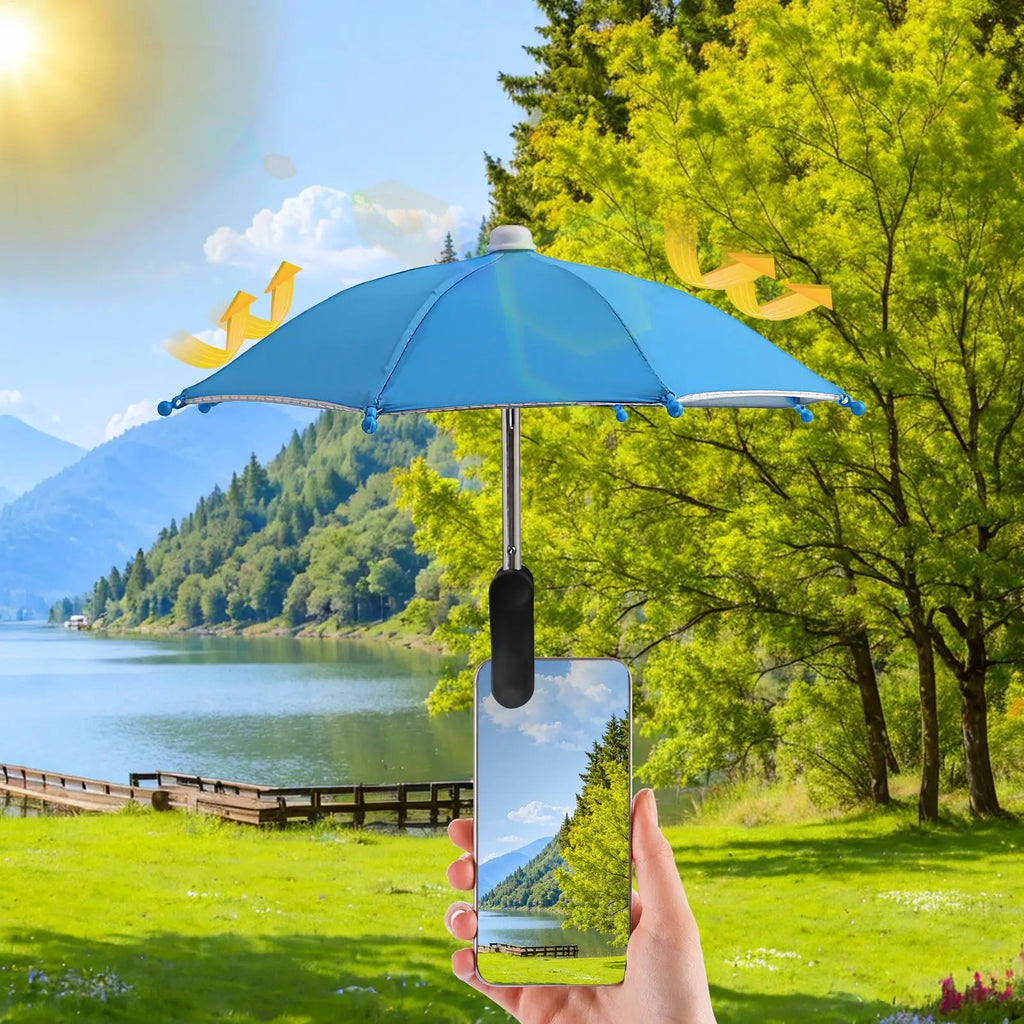 Cell Phone Umbrella Holder with Clip for Sun Shade Cell Phone Umbrella Sun Protection Phone Clip Blocking Cellphone Accessories