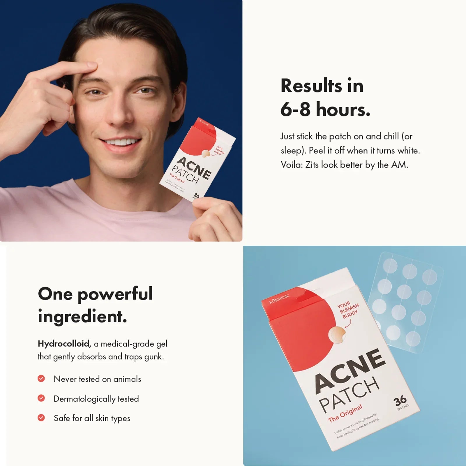 20/36pcs Acne Patches Hydrocolloid Invisible Pimple Patch for Face Fast Healing Spot Treatment Stickers for Overnight Makeup