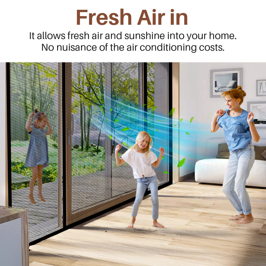 Magnetic Screen Door for Sliding & French Doors Double-Sided Opening Screen Reinforced Mesh with Strong Magnets for Large Front