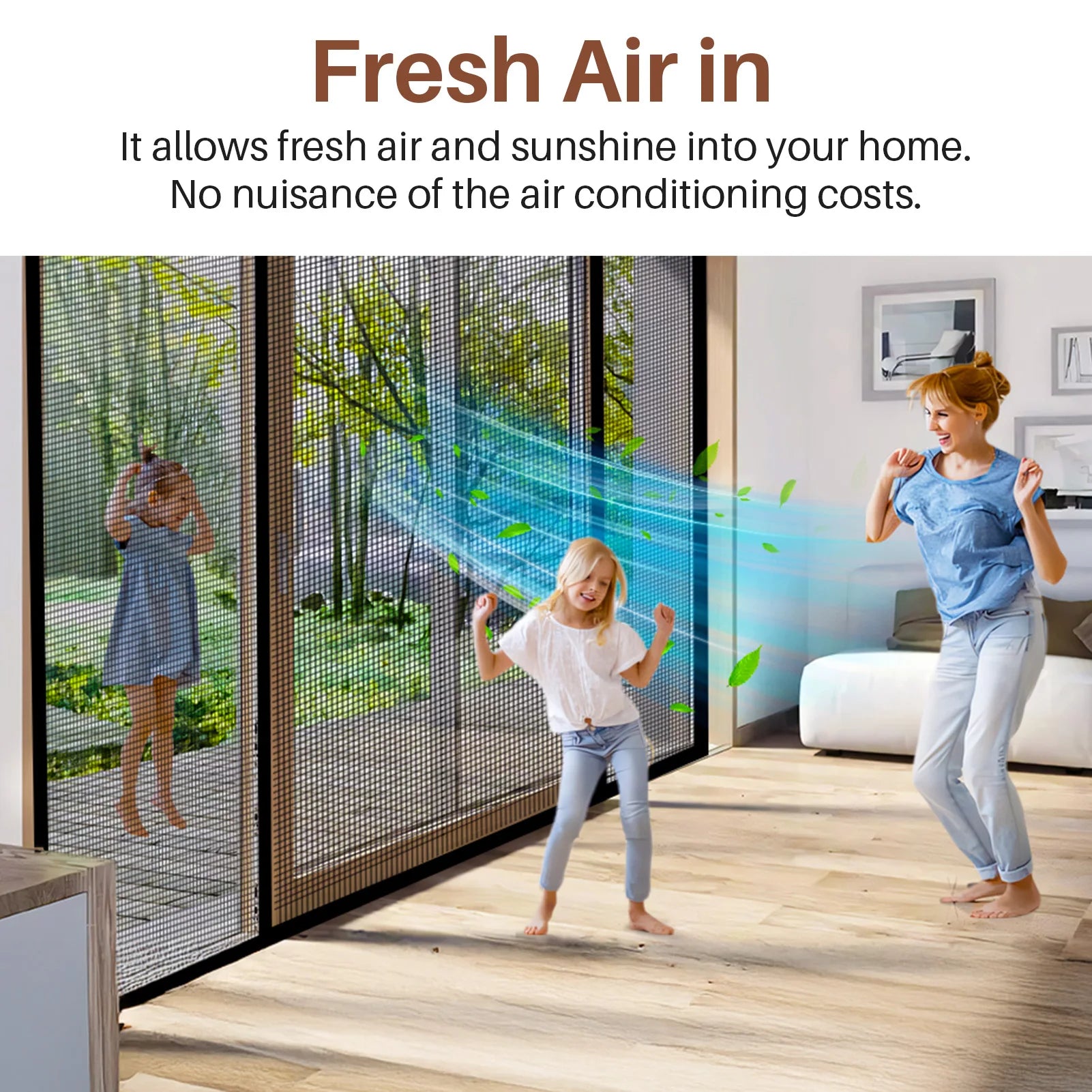 Magnetic Screen Door for Sliding & French Doors Double-Sided Opening Screen Reinforced Mesh with Strong Magnets for Large Front