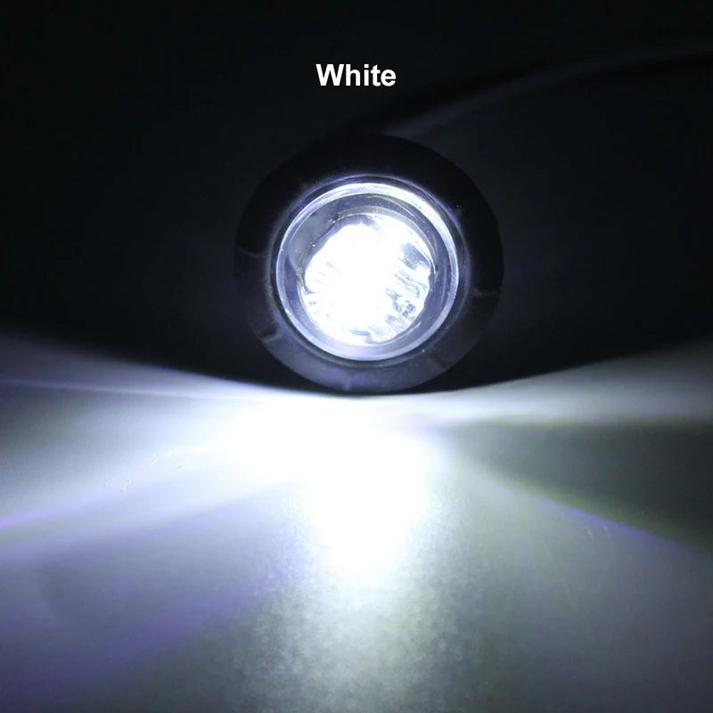 1pc 12V 24V 3LED 3/4" Round Trailer Side Marker Lights Yellow White Red For Trucks Clearance Lights Truck Turn Signal Lamp