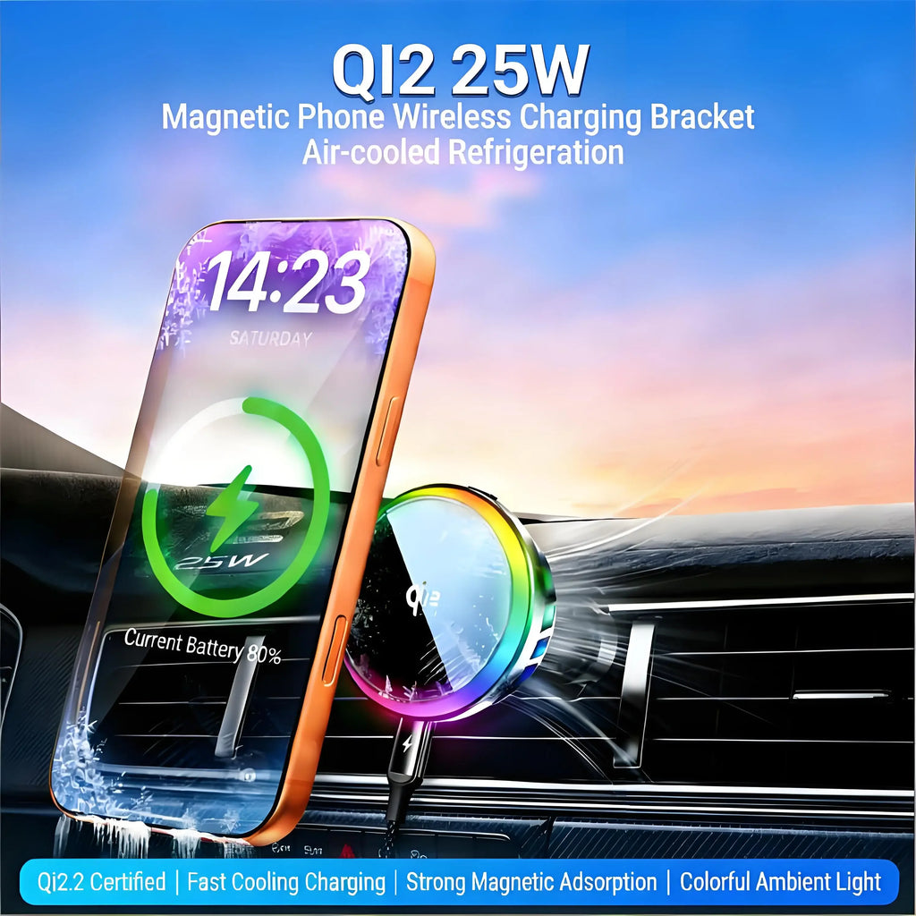 25W Car Wireless Charger Universal Fast Charging Station Air Vent Phone Holder Stand for Magsafe iPhone 17 16 15 14 13 Pro Max