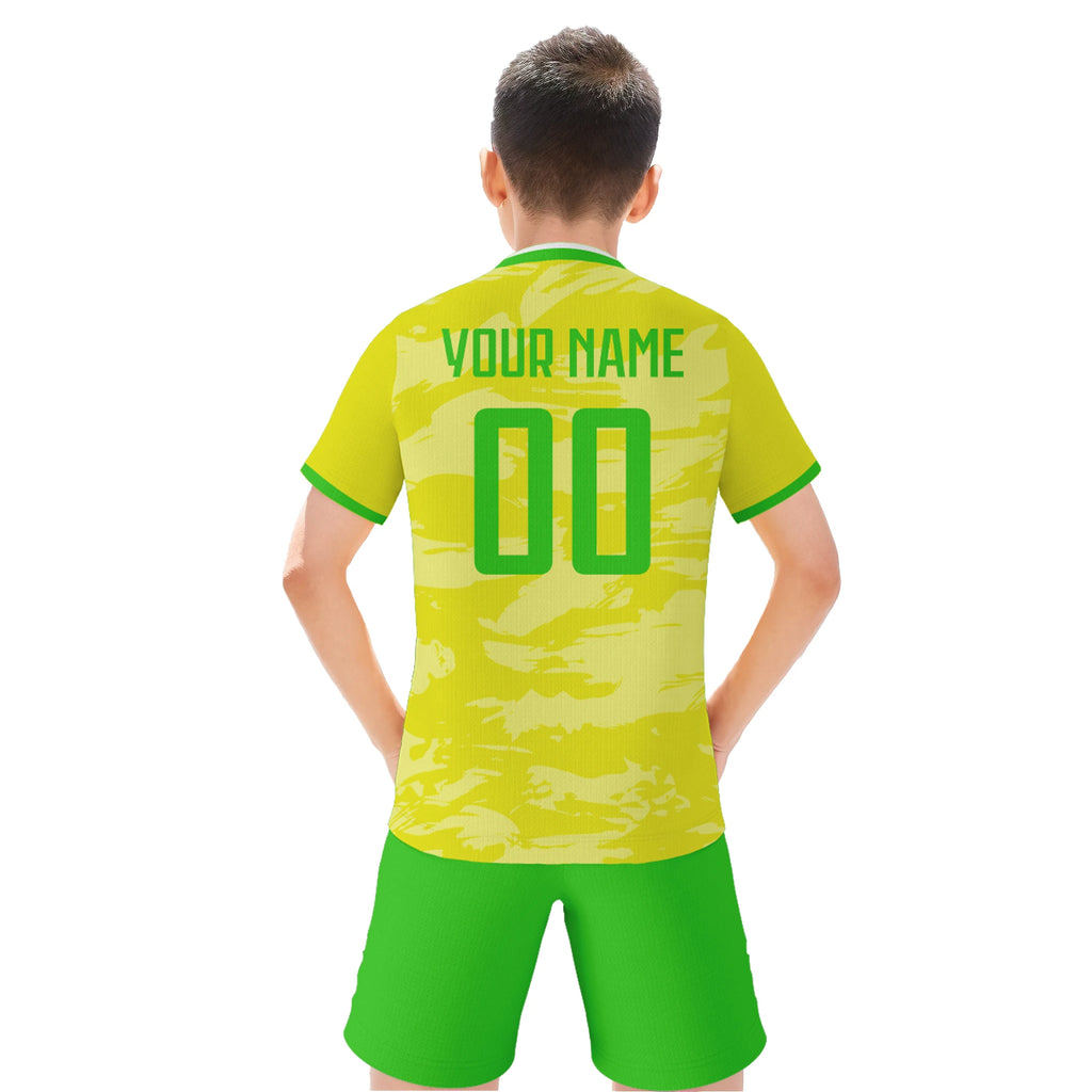 Custom Brazil Soccer Jersey for Kids Personalized Football Kit with Printed Name Number Youth Boys Girls Team Uniform 3-14Y