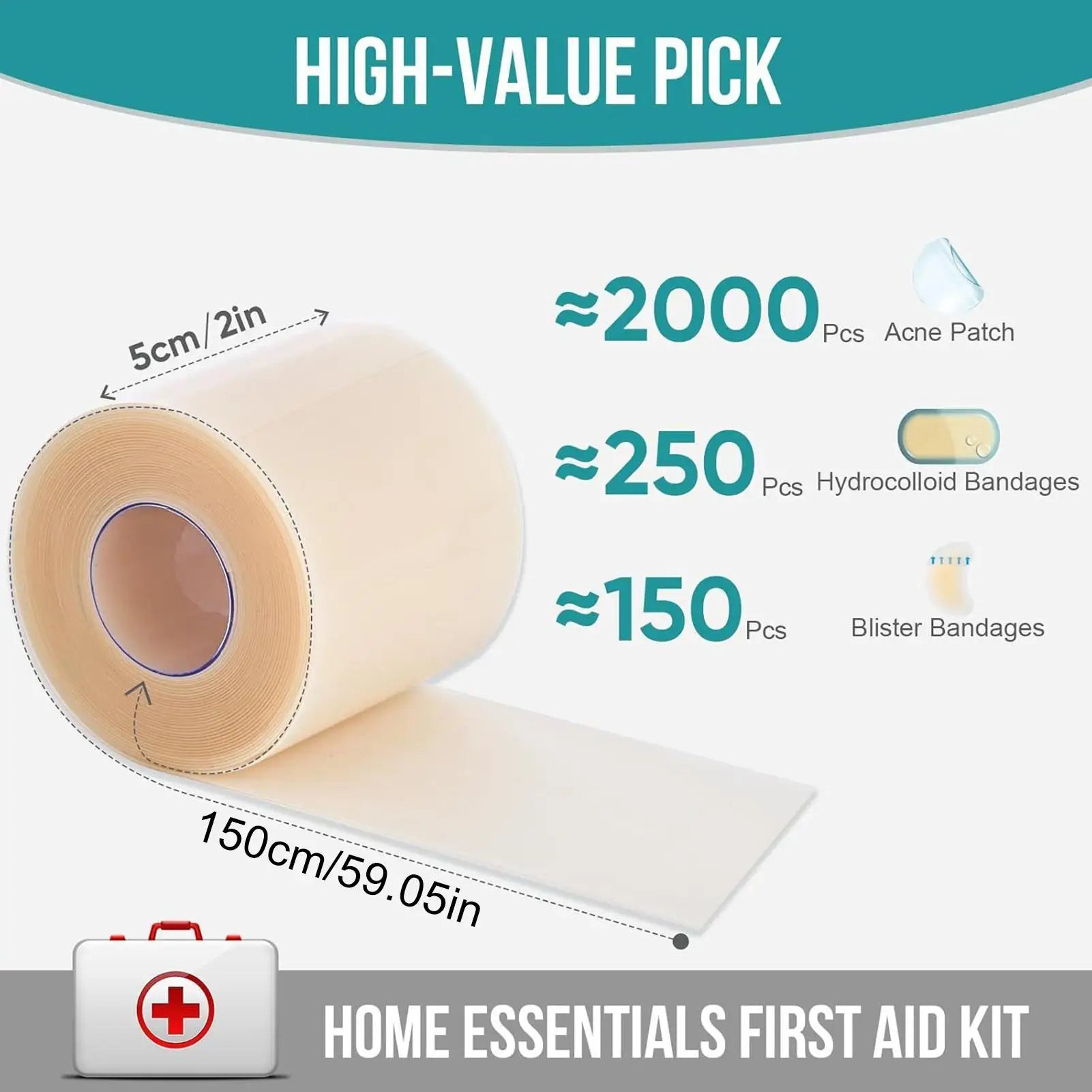 Hydrocolloid Roll Waterproof Pimple Patches Absorbent breathable Gentle Flexible Tape Adhesive Dressing for Burn Pimple Daily