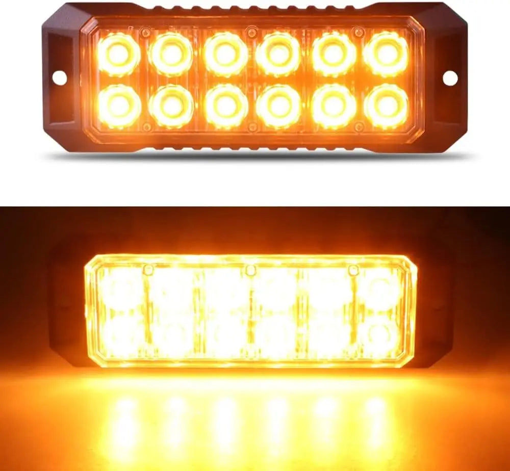 LED Flashing Strobe Lights for 12-24V Trucks 12LEDS Car Vehicle Mini Grille  Head Emergency Beacon Hazard Warning Lights
