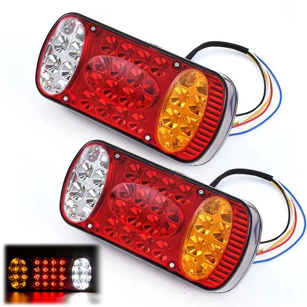 ATVOV 2pcs 12V 24V Truck LED Tail Light Taillight Rear Stop Brake Reverse Light Signal Lamp Indicator Trailer Caravan Van UTE