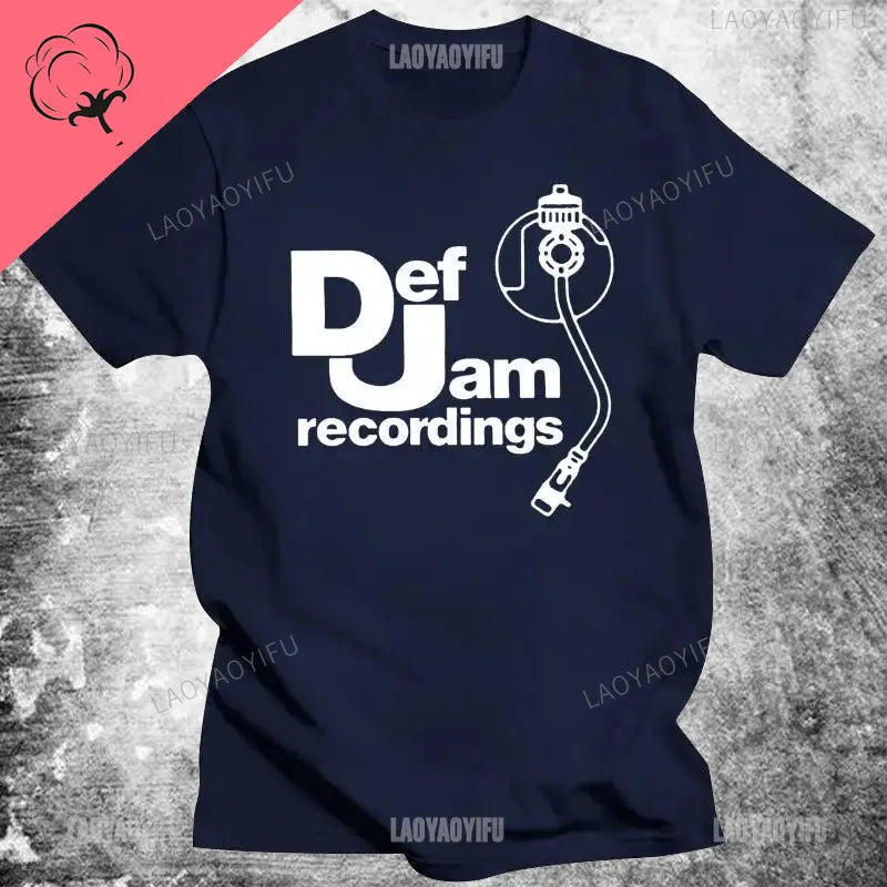 Vintage Printed Mens Clothing DEF JAM Recordings Logo Classic Rap Hip Hop NAS T Shirt Classic High Quality Cotton Woman Tops