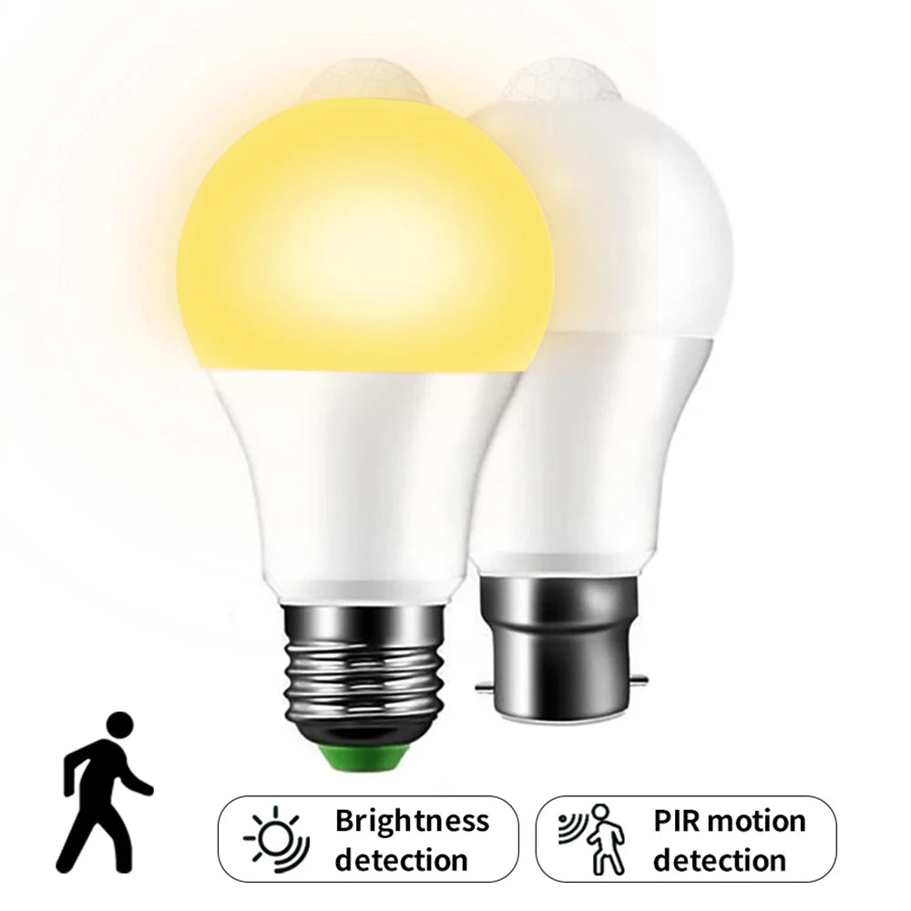 Motion Sensor LED Bulb E27 LED Lamp B22 PIR Sensor Light Bulbs Auto ON/OFF Night Light For Porch Stairs Garage Security Lights