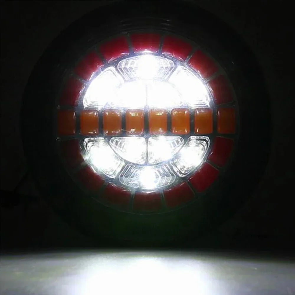 2x 12V 24V Truck Trailer Tractor LED Round Turn Light Rear Tail Light Flashlight Reverse Stop Signal Indicator Lamp Lorry RV Van