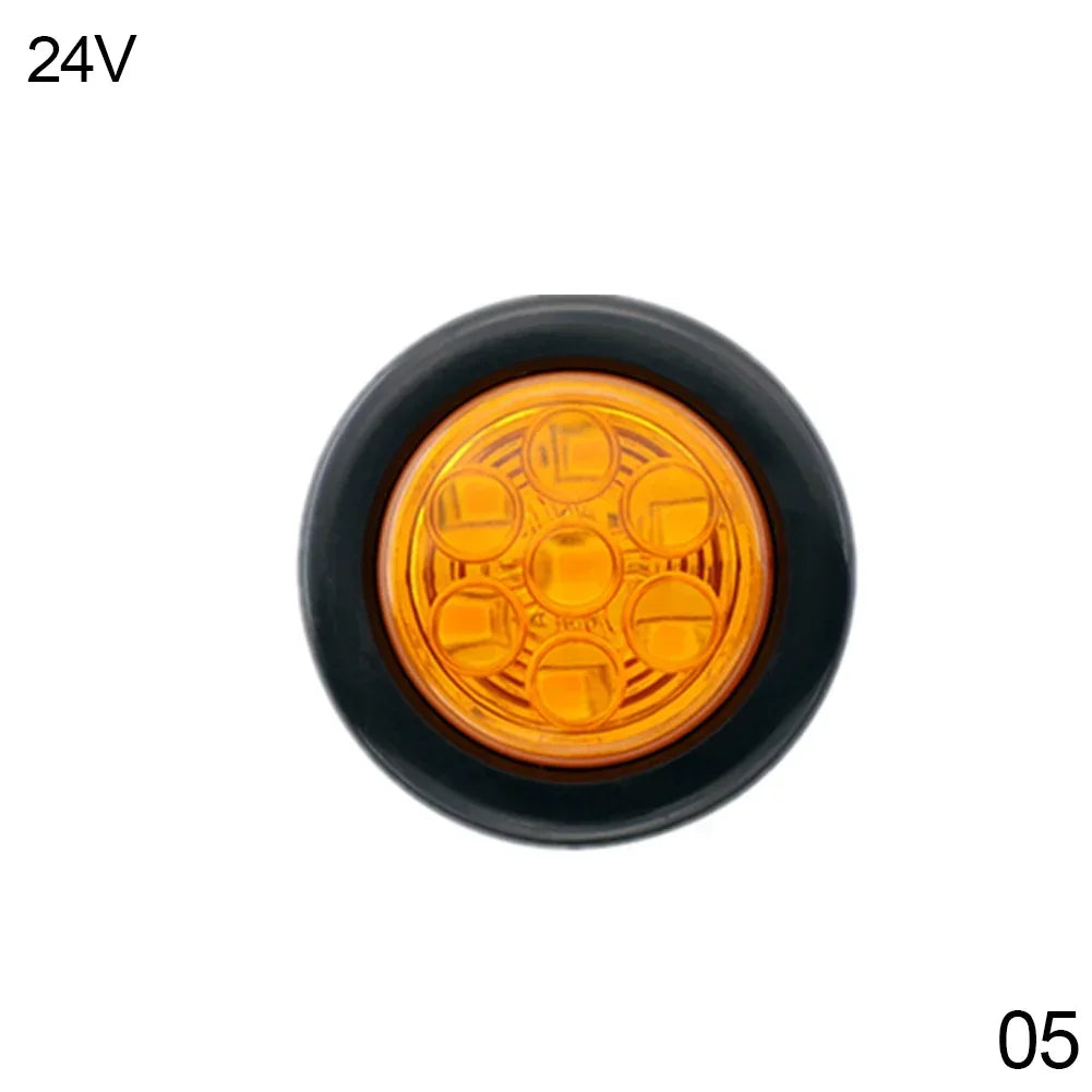 6 LED Indicators 12V 24V Round Trailer Side Marker Light Yellow White Red For Trucks Clearance Lights Truck Turn Signal Lamp