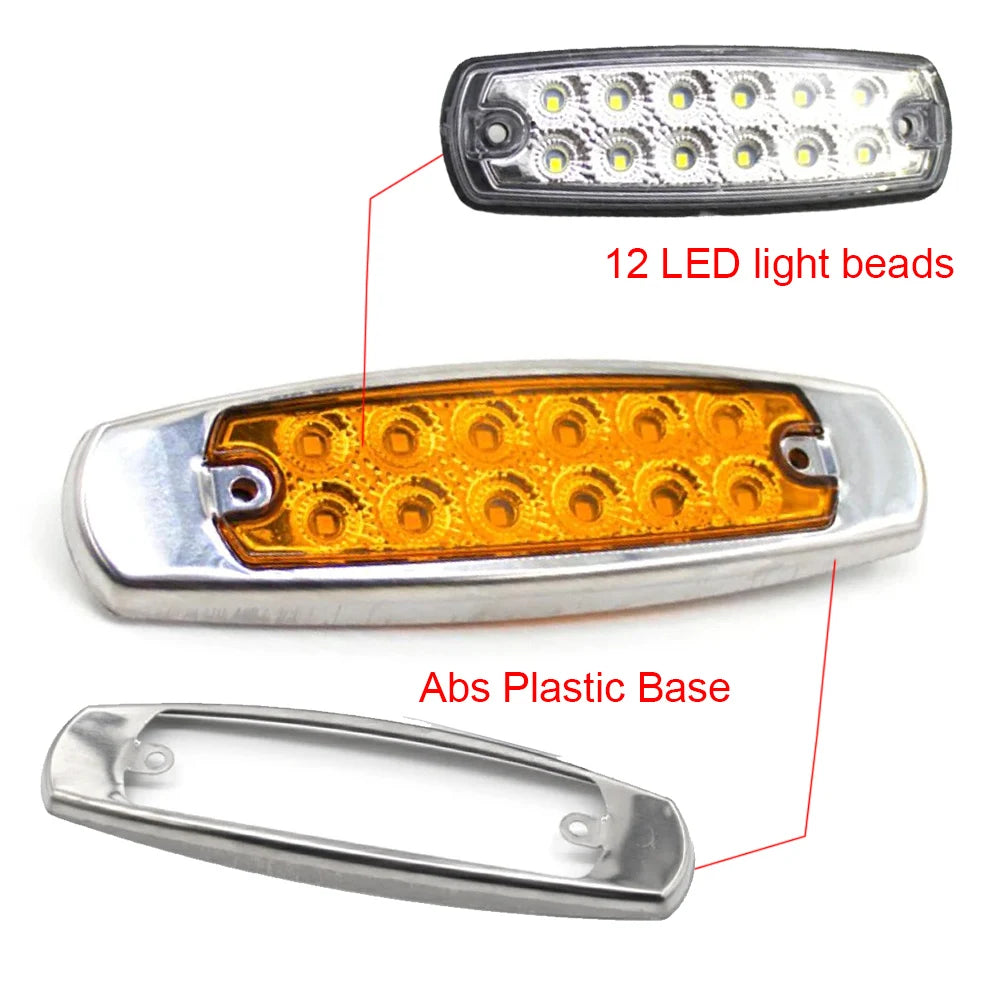 12/24V Auto Trucks Side Marker Light Front/Rear Trailer Turn Signal Light Indicator Light Rear Lights Car Yellow Led Lamp