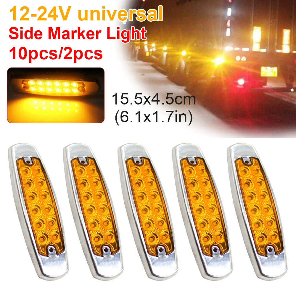 12/24V Auto Trucks Side Marker Light Front/Rear Trailer Turn Signal Light Indicator Light Rear Lights Car Yellow Led Lamp