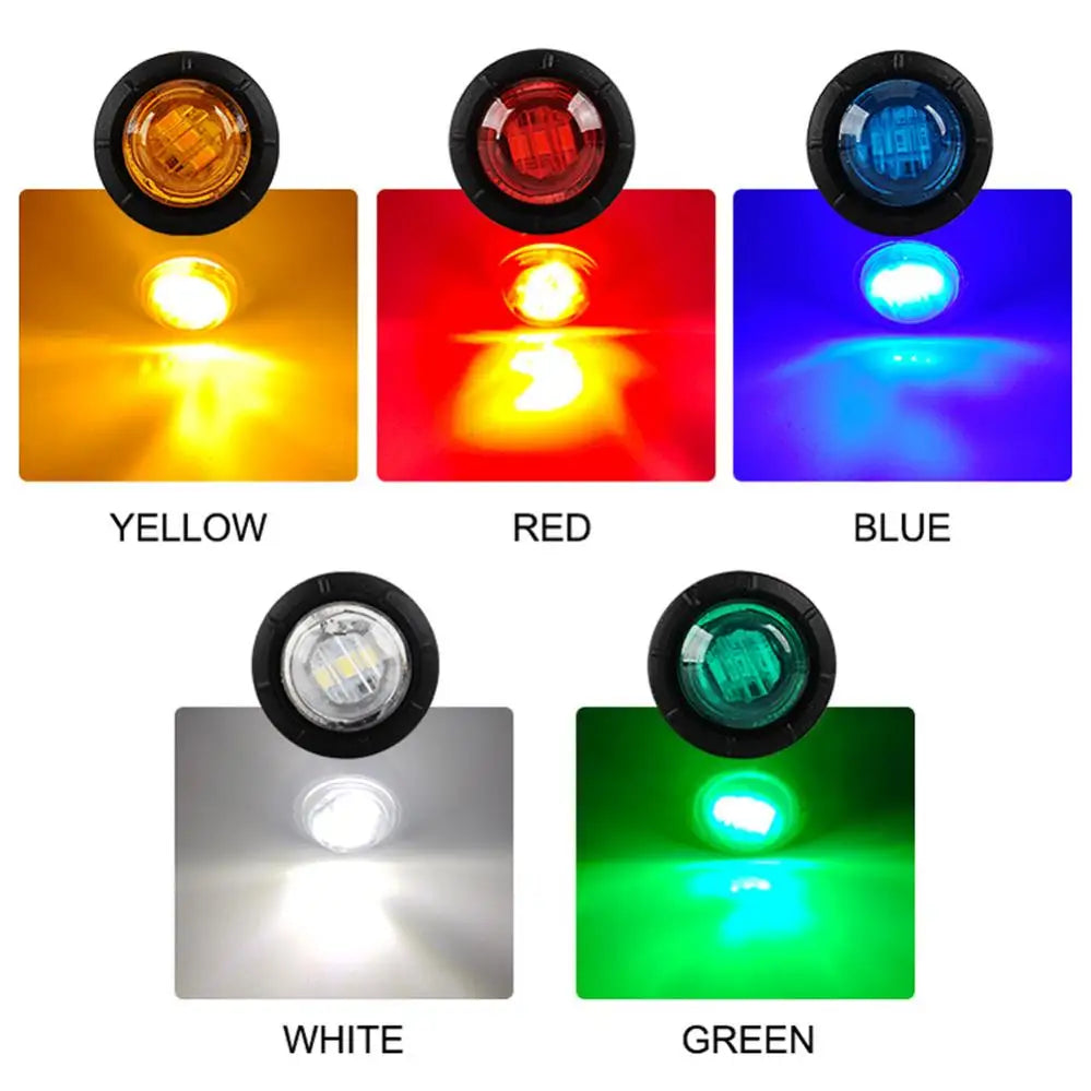 10pcs 24V 3 / 4 Inch Led Truck Side Marker Light Round Turn Light for Truck RV Car Bus Trailer Caravan Boat