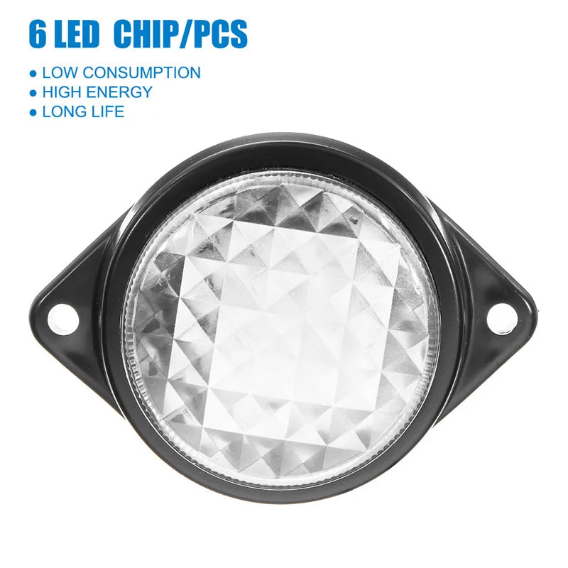 1PCS 24V Warning Light 6 LED Side Lights Clearance Trailer Orange White Red LED Truck Side Marker Lamp Truck Lorry