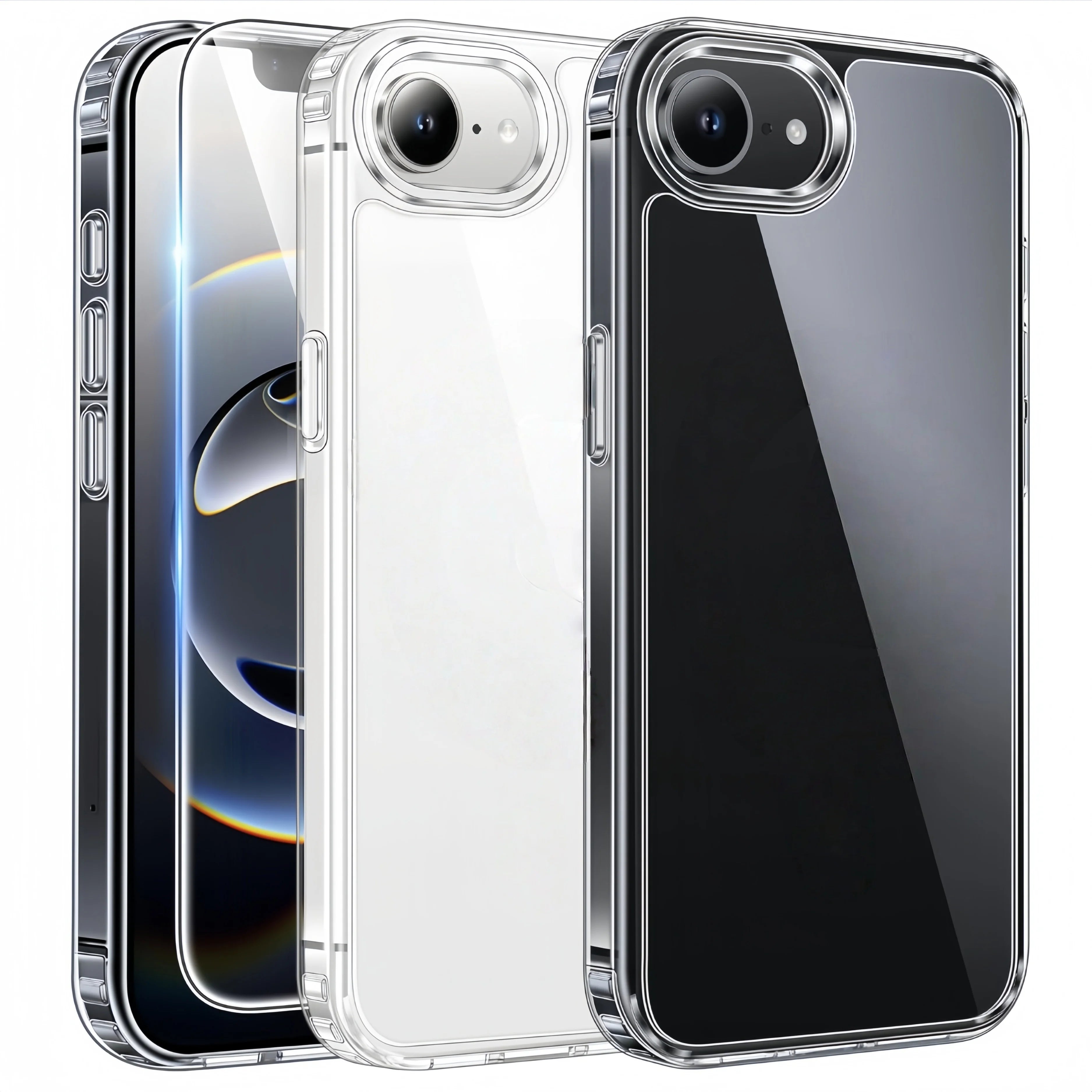 For iPhone 17e/16e Phone Case with Screen Protector , Anti Yellowing Shockproof Protective Transparent Cell Phone Cover (-Clear)