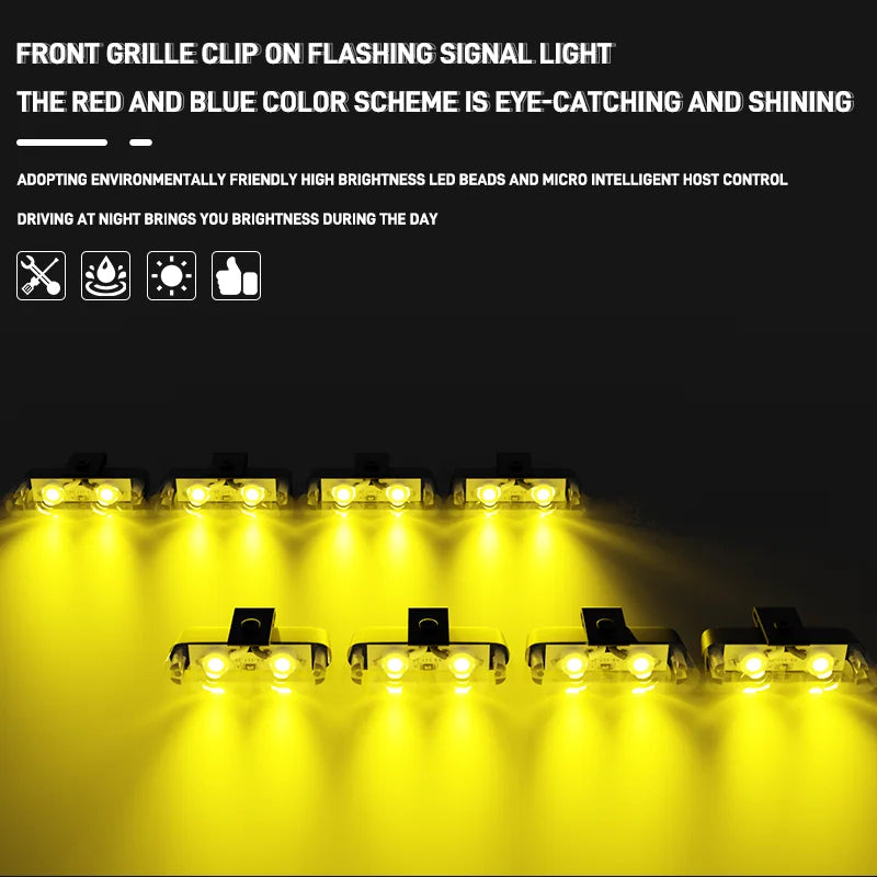 8 in 1 LED Emergency Strobe Lights For Truck Vehicle Warning Flashing Caution Light Grilles DRL Police Wireless Remote Control
