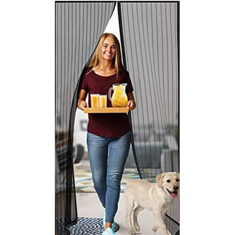 Easy Install, Magnetic Screen Door Mesh 1Pc-120X210cm-Self-Sealing, Pet Tested, Hands-Free Entry, Keeps Bugs Out
