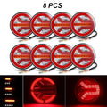 Truck Round LED Tail Light DRL Rear Brake Light Dynamic Turn Signal Lamp For Car Tractor Trailer Bus Van RV Pickup 4x4 12V 24V