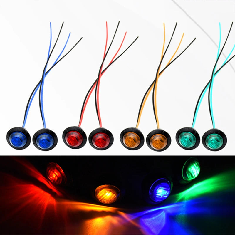 LED Indicators 12V 24V Car Round Trailer Side Marker Light Yellow White Red for Trucks Clearance Lights Truck Turn Signal Lamp