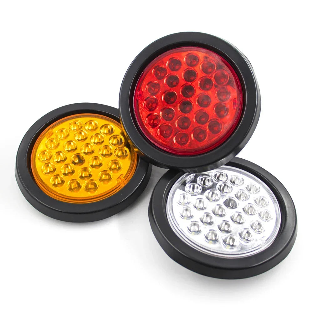 12V 24V Car Truck Trailer Round 24 LED Rear Tail Light Brake Stop Side Marker Turn Singal Indicator Warning Lights RV Caravan