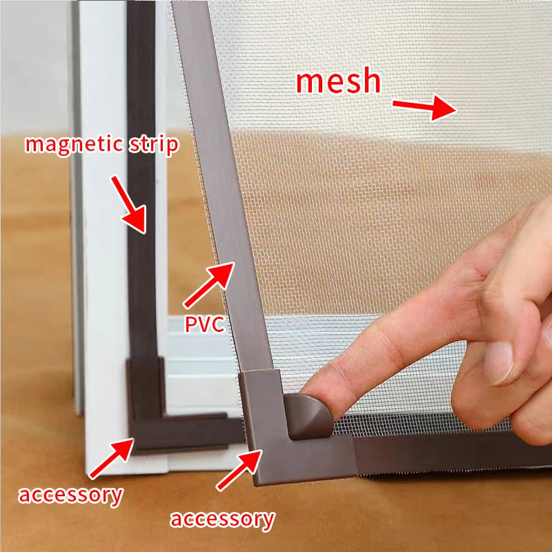 Magnetic screen door mosquito net Magnetic Window Screen Tulle Mesh Stealth Customize DIY Mesh Curtain ,PVC accessory，magnetism