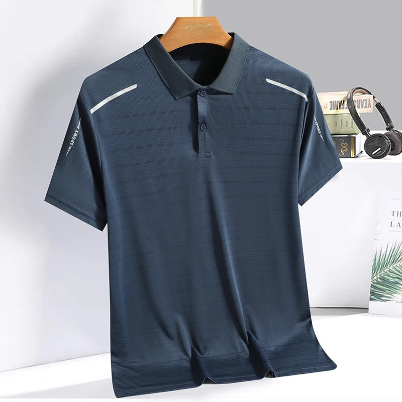 Men's Ice Silk Polo Shirt — Quick-Dry Breathable Sports T-Shirt